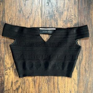 Roland Mouret Black Off the Shoulder Crop Top